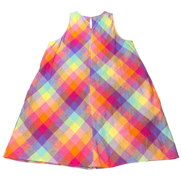 NWOT Lands' End Linen Multicolor Plaid Swing Dress Large Sleeveless - Picture 4 of 10